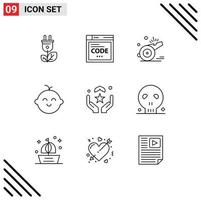 9 Thematic Vector Outlines and Editable Symbols of dua newborn whistle child game Editable Vector Design Elements