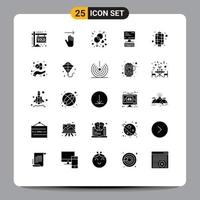 Set of 25 Modern UI Icons Symbols Signs for lantern computing engagement monitor computer Editable Vector Design Elements