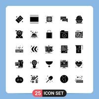 Pictogram Set of 25 Simple Solid Glyphs of speech conversation computer communication bubble Editable Vector Design Elements