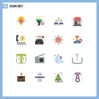 16 User Interface Flat Color Pack of modern Signs and Symbols of call contact sale company shopping team Editable Pack of Creative Vector Design Elements