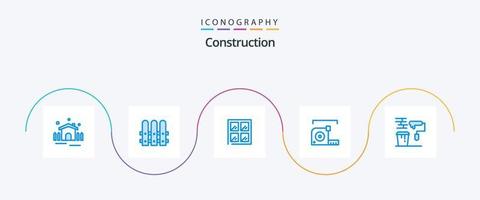 construcción azul 5 5 icono paquete incluso cuadro. cepillar. construcción. gobernante. metro vector