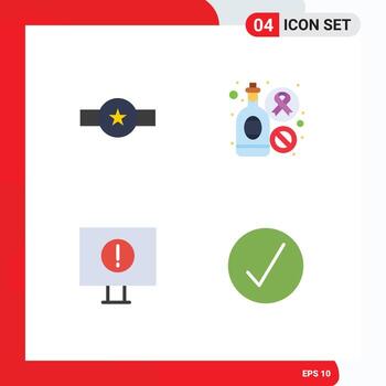 Group of 4 Modern Flat Icons Set for grade computer rank drink warning Editable Vector Design Elements