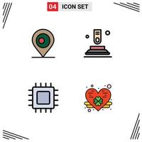 4 Creative Icons Modern Signs and Symbols of location devices press start hardware Editable Vector Design Elements