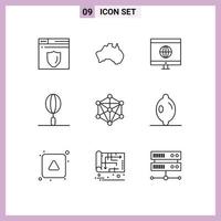 Outline Pack of 9 Universal Symbols of learning data computer kitchen fast food Editable Vector Design Elements