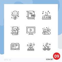 9 Outline concept for Websites Mobile and Apps science fiction file book therapy Editable Vector Design Elements