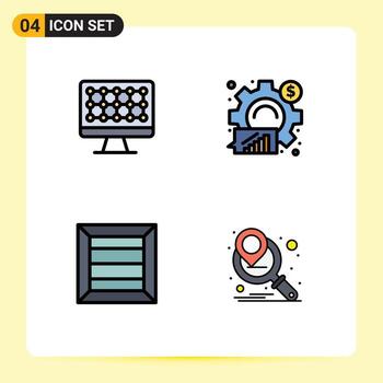 grupo de 4 4 línea de relleno plano colores señales y símbolos para computadora caja análisis grafico márketing Campaña editable vector diseño elementos