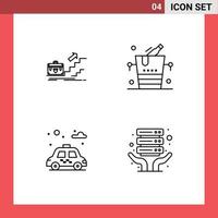 Line Pack of 4 Universal Symbols of growth ice leader success city Editable Vector Design Elements