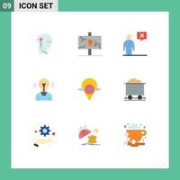 Set of 9 Vector Flat Colors on Grid for user bulb old management corporate Editable Vector Design Elements