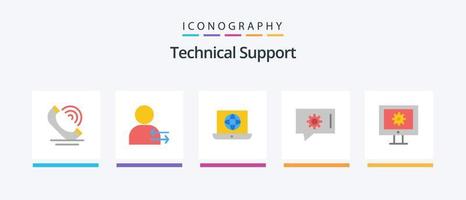 técnico apoyo plano 5 5 icono paquete incluso técnico apoyo. en línea apoyo servicio. ordenador portátil. charla apoyo. charla preferencias creativo íconos diseño vector