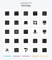 Creative Web Design 25 Glyph Solid Black icon pack  Such As setting. web. calendar. text. path vector