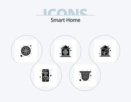 Smart Home Glyph Icon Pack 5 Icon Design. eco house. microchip. exhaust. house. chip vector