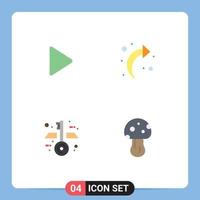 4 Thematic Vector Flat Icons and Editable Symbols of control keys video refresh nature Editable Vector Design Elements