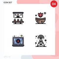 Modern Set of 4 Filledline Flat Colors and symbols such as business device people spa virus Editable Vector Design Elements