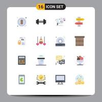 Set of 16 Modern UI Icons Symbols Signs for document banking business road index Editable Pack of Creative Vector Design Elements