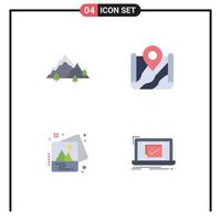 Group of 4 Flat Icons Signs and Symbols for mountain destination nature pin photo Editable Vector Design Elements