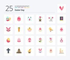 Easter 25 Flat Color icon pack including book. tulip. calender. plant. decoration vector
