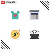 4 Thematic Vector Flat Icons and Editable Symbols of clothes circle wedding site dollar Editable Vector Design Elements