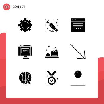 User Interface Pack of 9 Basic Solid Glyphs of soap bath card write edit Editable Vector Design Elements