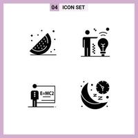 Editable Vector Line Pack of 4 Simple Solid Glyphs of food room business classroom line Editable Vector Design Elements