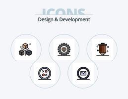 diseño y desarrollo línea lleno icono paquete 5 5 icono diseño. codificación. diseño. fotografía. cruzar. matemáticas vector