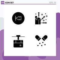 Modern Set of 4 Solid Glyphs and symbols such as arrow funicular multimedia spa transport Editable Vector Design Elements