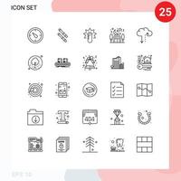 paquete de 25 moderno líneas señales y símbolos para web impresión medios de comunicación tal como semillas tráfico laboratorio datos amante editable vector diseño elementos