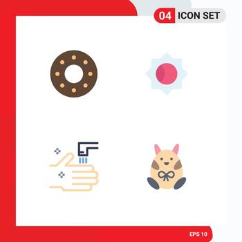 paquete de 4 4 moderno plano íconos señales y símbolos para web impresión medios de comunicación tal como rosquilla lengüeta básico baño Pascua de Resurrección editable vector diseño elementos