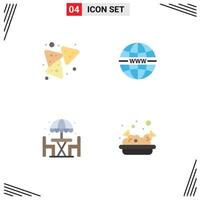 4 User Interface Flat Icon Pack of modern Signs and Symbols of chips living snack system table Editable Vector Design Elements