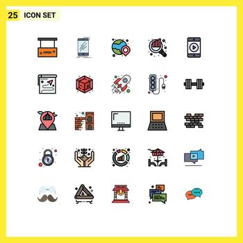Set of 25 Modern UI Icons Symbols Signs for seo chart smartphone audit location Editable Vector Design Elements