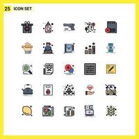 Set of 25 Modern UI Icons Symbols Signs for devices card pistol electrician ecology Editable Vector Design Elements