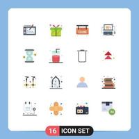 Set of 16 Modern UI Icons Symbols Signs for hour game market store online Editable Pack of Creative Vector Design Elements