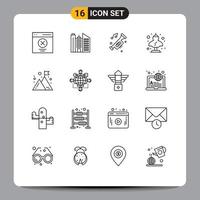 16 User Interface Outline Pack of modern Signs and Symbols of greek bust accessories artifact trumpet Editable Vector Design Elements