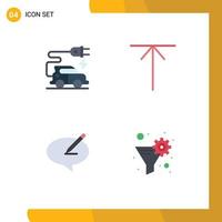 Modern Set of 4 Flat Icons and symbols such as automotive technology pen arrow chat data filter Editable Vector Design Elements