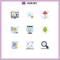 9 Universal Flat Color Signs Symbols of web browser safety application property Editable Vector Design Elements