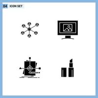 Set of 4 Modern UI Icons Symbols Signs for wlan foretelling group photo plan Editable Vector Design Elements