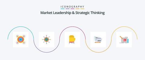 Market Leadership And Strategic Thinking Flat 5 Icon Pack Including safe. folder. arrow. file. warm vector