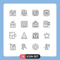 Modern Set of 16 Outlines and symbols such as cv user discount profile friday Editable Vector Design Elements