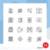 Outline Pack of 16 Universal Symbols of limited cyber target folder download Editable Vector Design Elements