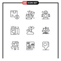 9 Universal Outline Signs Symbols of increase map wedding location robot Editable Vector Design Elements