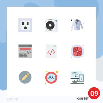 editable vector línea paquete de 9 9 sencillo plano colores de html código Saco texto web editable vector diseño elementos