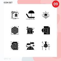 Modern Set of 9 Solid Glyphs and symbols such as real estate light asset gadget Editable Vector Design Elements