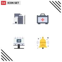 Set of 4 Commercial Flat Icons pack for building banner industry motivation advertisment Editable Vector Design Elements