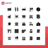 Group of 25 Modern Solid Glyphs Set for chart stock plant market toggle Editable Vector Design Elements