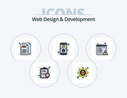 web diseño y desarrollo línea lleno icono paquete 5 5 icono diseño. escanear. programación. iteración. html código vector