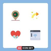 Set of 4 Commercial Flat Icons pack for location love arrow right chocolate Editable Vector Design Elements