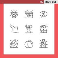 Universal Icon Symbols Group of 9 Modern Outlines of business right cup down nature Editable Vector Design Elements