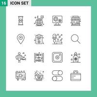 16 Creative Icons Modern Signs and Symbols of store building flag money setting Editable Vector Design Elements