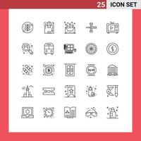 Universal Icon Symbols Group of 25 Modern Lines of spanner controls time settings email Editable Vector Design Elements