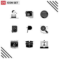 Mobile Interface Solid Glyph Set of 9 Pictograms of crypto potcoin globe graduate achievement Editable Vector Design Elements