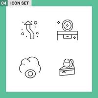 Pictogram Set of 4 Simple Filledline Flat Colors of arrow mirror table direction beauty table eye Editable Vector Design Elements